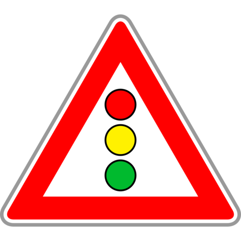 Red Triangle Traffic Light Sign Template
